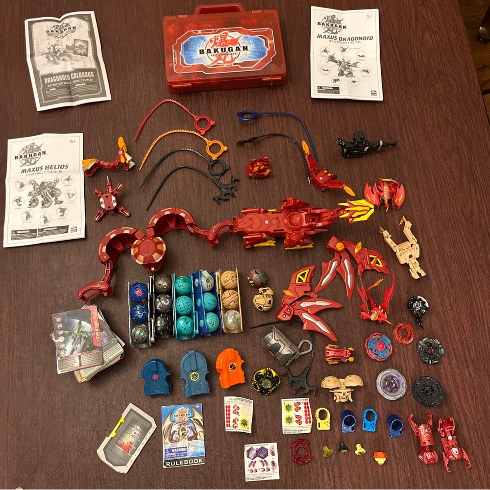 Lot Of BAKUGAN Battle Brawlers, Beyblades, Cards, Carry Case, Instructions